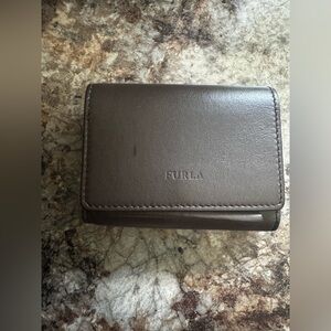 Auth FURLA BABYLON S COMPACT TRIFOLD WALLET one small pen mark on front